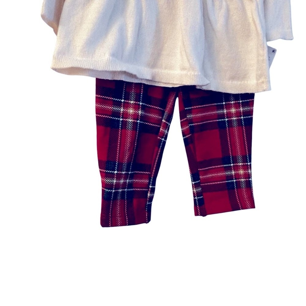 Carter's Red Plaid Pants with White Top NWT 6 months 10 0486 - Picture 3 of 6